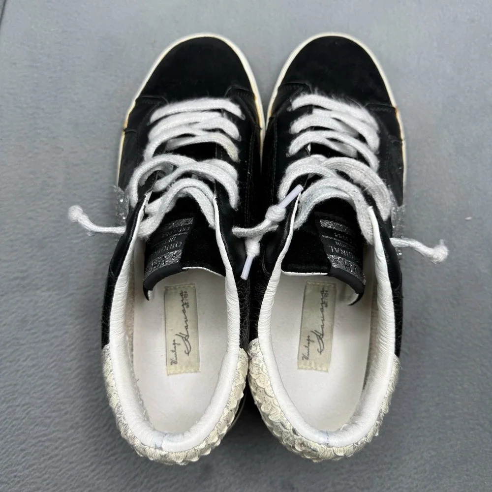 Vintage Havana Zefy Women's Size 9 Black Leather Silver Glitter Star Sneakers